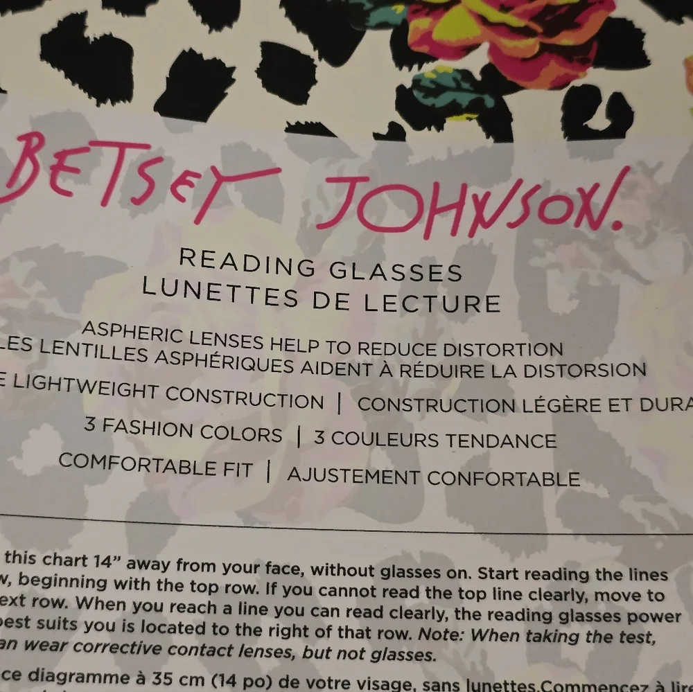 Betsey Johnson 3-pair cat-eye reading glasses set in +2.00 magnification NIB